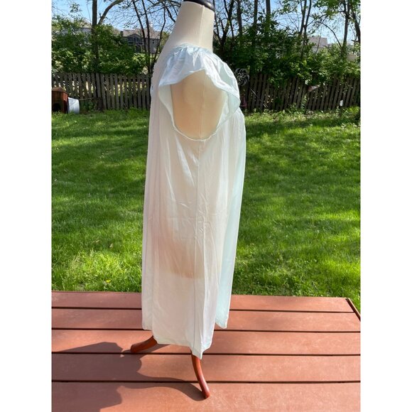 Vintage Vanity Fair Light Blue 2 Pc Peignoir Set Lace Trim Flutter Sleeves Sz L - Picture 7 of 11